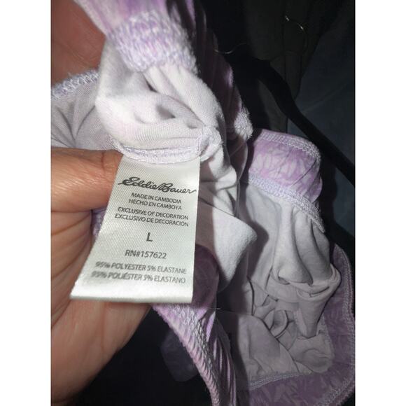 Eddie Bauer 2 piece lavender floral pajama set ladies size Large - Picture 6 of 7